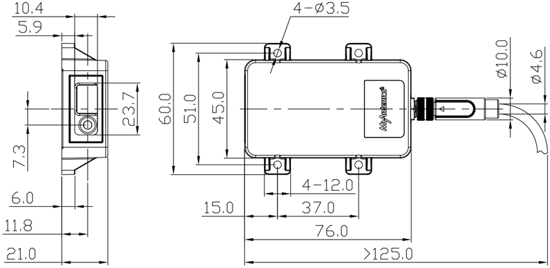 L4s灌胶-40激光测距传感器直头尺寸图